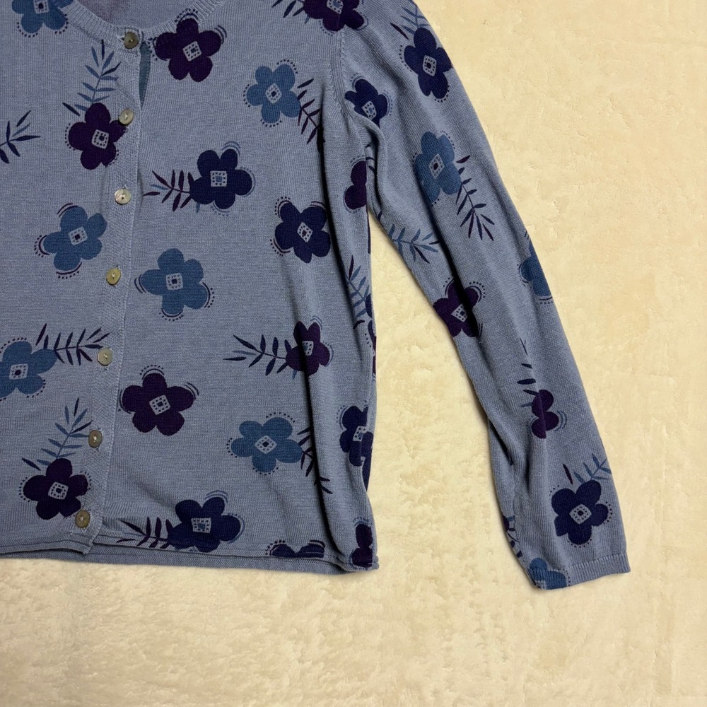 Gudrun Sjoden Floral Cardigan Sweater Size Small Blue Linen Cotton - Picture 3 of 12